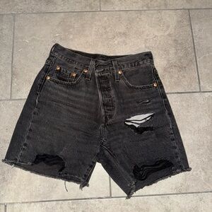 Levi's Black Distressed Jean Shorts